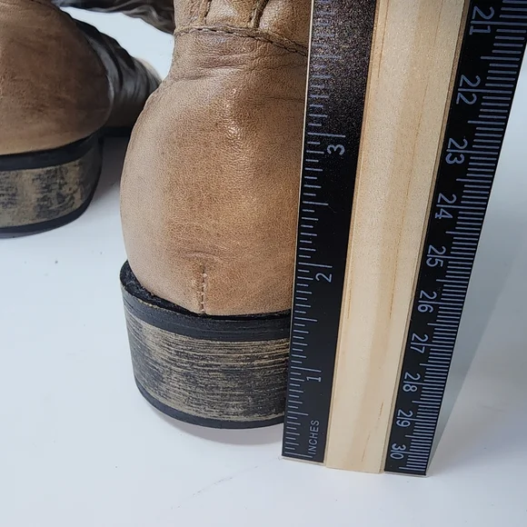 Very Volatile Fringe Riding Boot Leather Taupe women's 6.5 - Picture 11 of 16